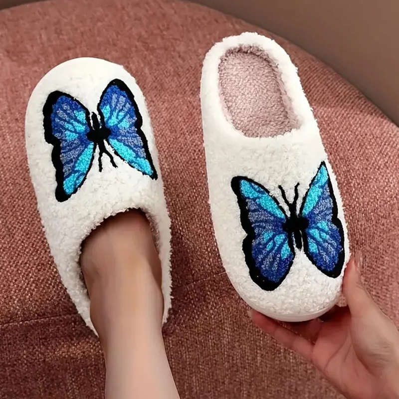 Embroidery Room - SHAJI Unisex Tüylü Pamuklu Terlikler, Sevimli