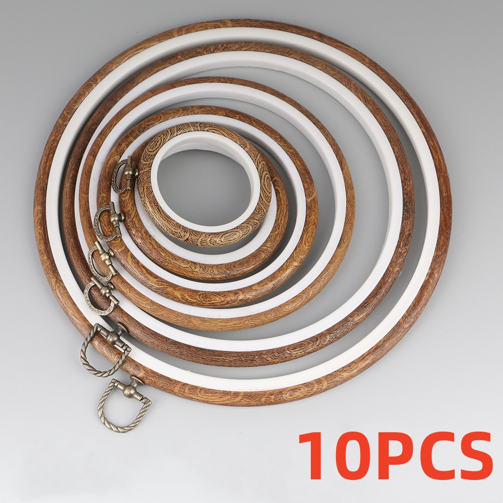Embroidery Hoop Stand - 10 adet/takım 7.5-26cm yuvarlak ahşap renk