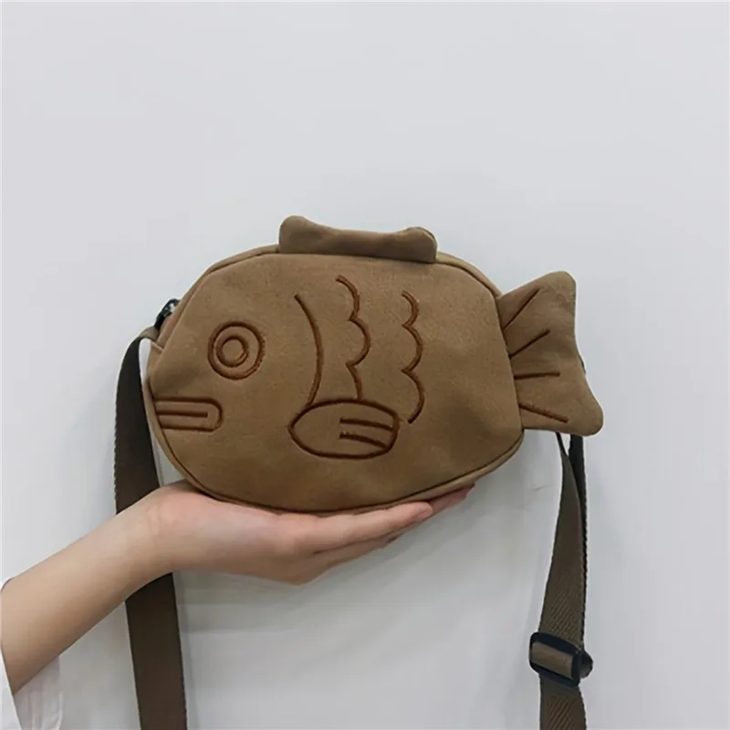 Embroidery Fish - Balık Şekli Kanvas Messenger Çanta Moda