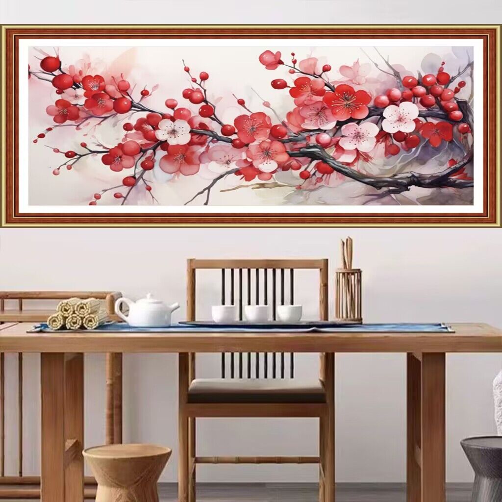 9ct 110x5 0cm kırmızı çiçekler - Embroidery Job incelemesi ve fiyatı