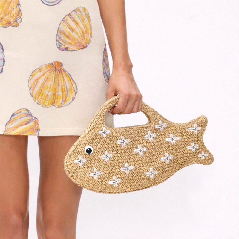 Rafya Hasır Örgülü Çanta, Balı - Embroidery Fish incelemesi ve fiyatı