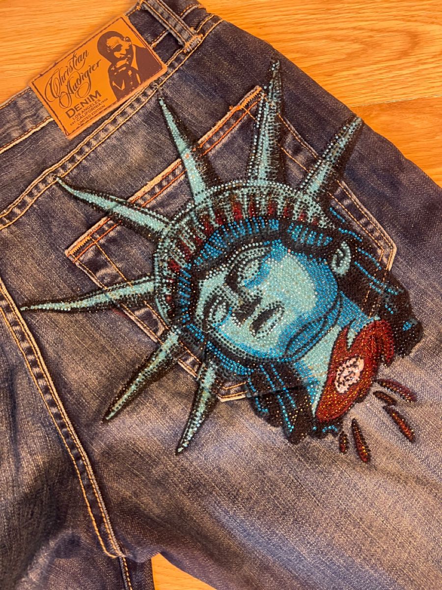 Y2k 2000s Özgürlük Heykeli Elm - Embroidery Jeans Sakura incelemesi ve fiyatı