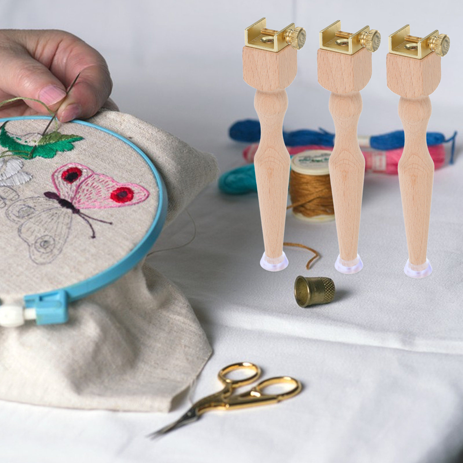 3 Adet Ahşap Nakış Çemberi Sta - Embroidery Hoop Stand incelemesi ve fiyatı