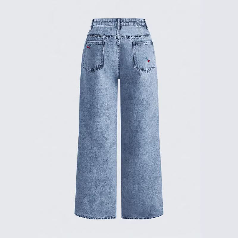 Retro Yıkanmış Kot Pantolon Ka - Embroidery Jeans Sakura incelemesi ve fiyatı